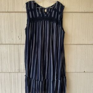 Navy and White Striped Sleeveless Dress